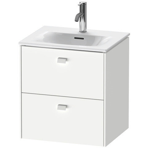 Duravit Brioso Waschtischunterbau wandhängend 52,0 x 41,9 cm, mit 2 Schubkästen, inkl. Siphonausschnitt und Schürze, für Waschtisch Viu 234453, Farbe (Front/Korpus): Weiß Matt Dekor, Griff Weiß Matt von Duravit AG