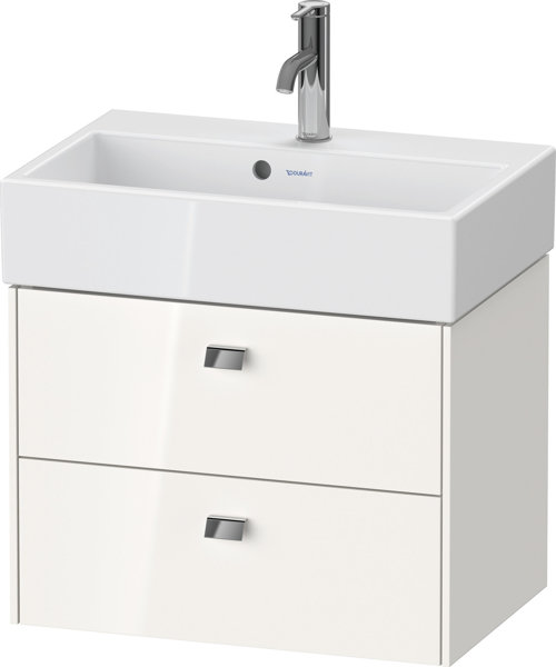 Duravit Brioso Waschtischunterbau wandhängend Compact 58,4 x 38,9 cm, mit 2 Schubkästen, inkl. Siphonausschnitt und Schürze, für Waschtisch Vero Air 236860, Farbe (Front/Korpus): Pine Terra Dekor, Griff Chrom von Duravit AG