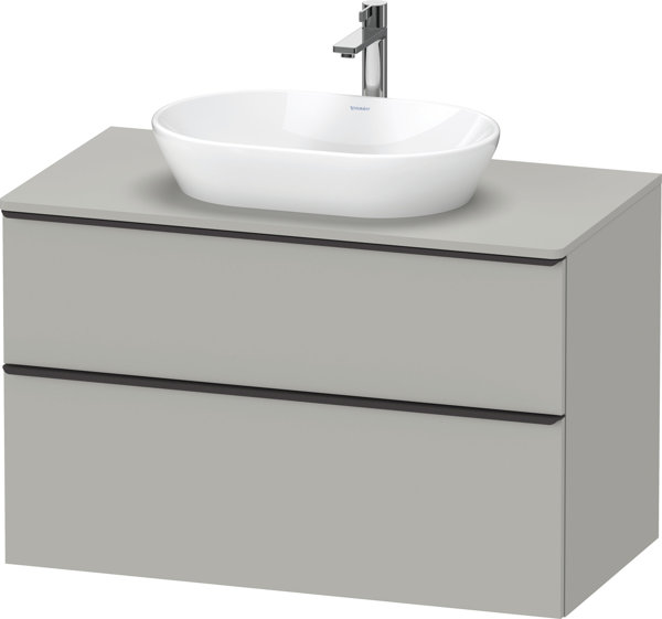 Duravit D-Neo, Waschtischunterbau wandhängend, Breite 1000 x Tiefe 550mm, 2x Schubkästen, mit Griff, DE49680, Farbe: Beton Grau von Duravit AG