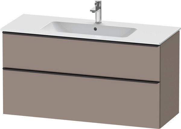 Duravit D-Neo, Waschtischunterbau wandhängend, Breite 1210 x Tiefe 462mm, 1x Schubkasten, 1x Auszug, mit Griff, DE43640, Farbe: Basalt Matt Dekor von Duravit AG