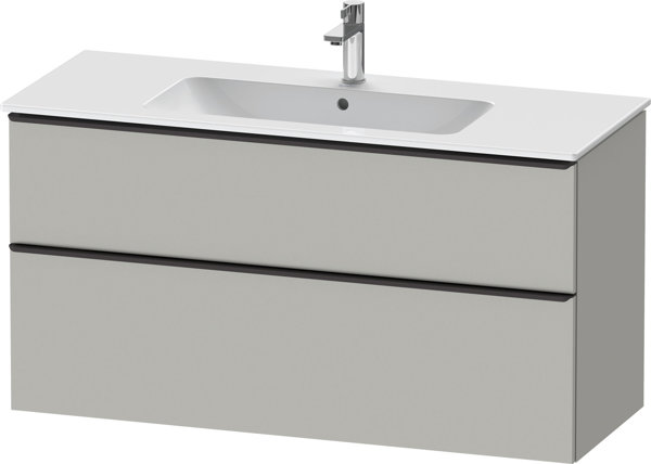 Duravit D-Neo, Waschtischunterbau wandhängend, Breite 1210 x Tiefe 462mm, 1x Schubkasten, 1x Auszug, mit Griff, DE43640, Farbe: Beton Grau von Duravit AG