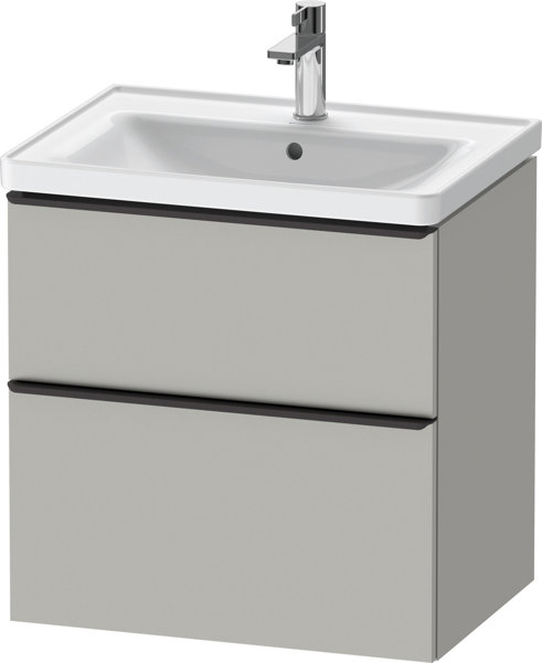 Duravit D-Neo, Waschtischunterbau wandhängend, Breite 634 x Tiefe 452mm, 1x Schubkasten, 1x Auszug, mit Griff, DE43540, Farbe: Beton Grau von Duravit AG