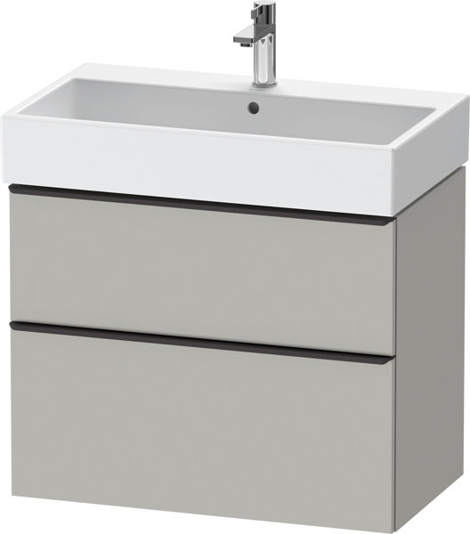 Duravit D-Neo, Waschtischunterbau wandhängend, Breite 784 x Tiefe 442mm, 1x Schubkasten, 1x Auszug, mit Griff, DE43730, Farbe: Beton Grau von Duravit AG