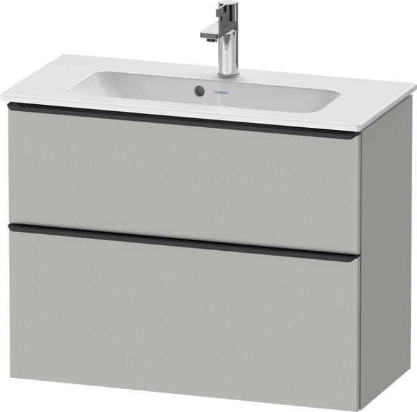 Duravit D-Neo, Waschtischunterbau wandhängend Compact, Breite 810 x Tiefe 372mm, 1x Schubkasten, 1x Auszug, mit Griff, DE43690, Farbe: Beton Grau von Duravit AG