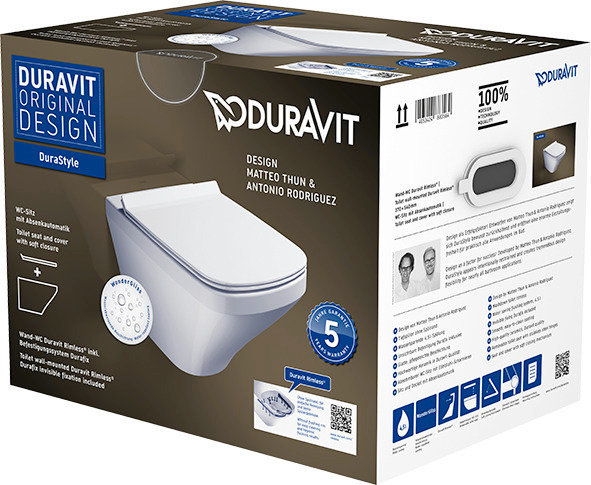 Duravit DuraStyle Wand-WC Duravit Rimless Set 455109, inkl. WC-Sitz, Farbe: Weiß mit Wondergliss von Duravit AG