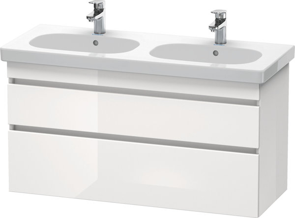 Duravit DuraStyle Waschtischunterschrank wandhängend 6486, 2 Schubkästen, 1200mm, für D-Code, Farbe (Front/Korpus): Nussbaum Natur Dekor / Weiß Matt Dekor von Duravit AG