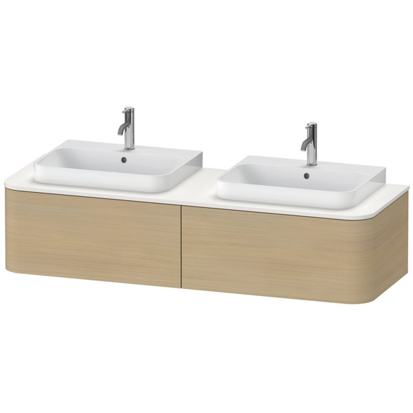 Duravit Happy D.2 Plus Waschtischunterbau für Konsole wandhängend, 1600x550 mm, 2 Auszüge, für 2 Möbelwaschtische, Farbe (Front/Korpus): Mediterrane Eiche Echtholzfurnier von Duravit AG