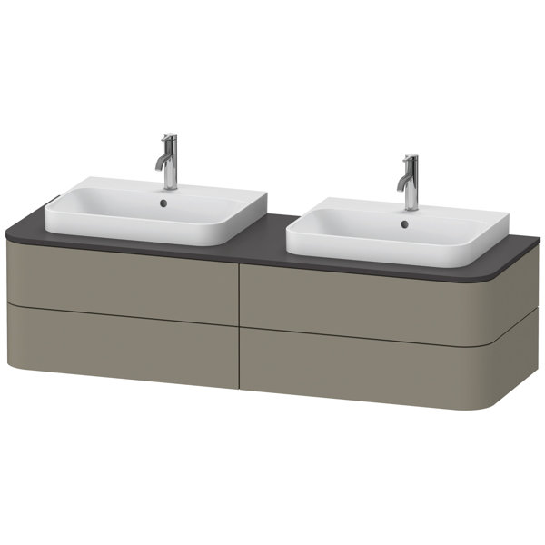 Duravit Happy D.2 Plus Waschtischunterbau für Konsole wandhängend, 1600x550 mm, 4 Schubkästen, für 2 Aufsatzbecken, Farbe (Front/Korpus): Steingrau Seidenmatt Lack von Duravit AG