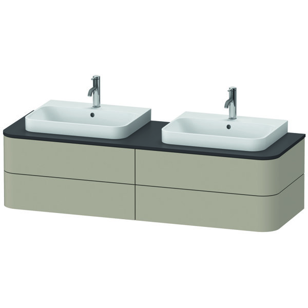 Duravit Happy D.2 Plus Waschtischunterbau für Konsole wandhängend, 1600x550 mm, 4 Schubkästen, für 2 Möbelwaschtische, Farbe (Front/Korpus): Taupe Seidenmatt Lack von Duravit AG