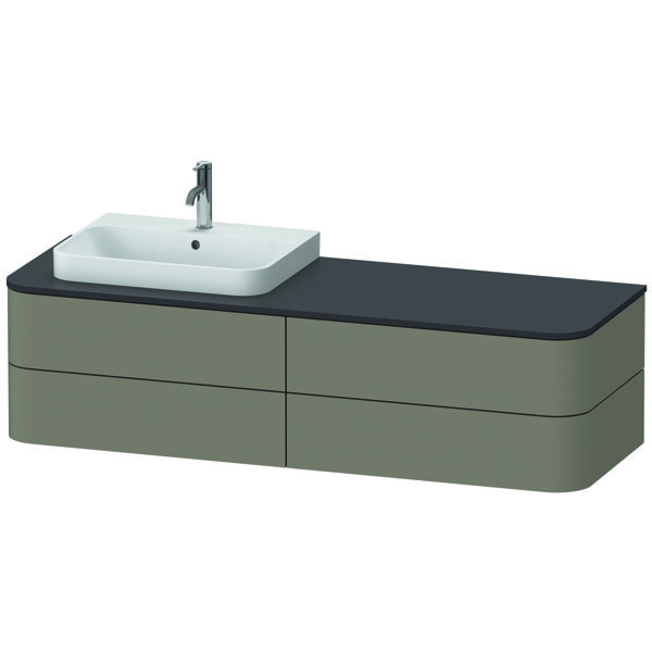 Duravit Happy D.2 Plus Waschtischunterbau für Konsole wandhängend, 1600x550 mm, 4 Schubkästen, für Aufsatzbecken Position links, Farbe (Front/Korpus): Steingrau Seidenmatt Lack von Duravit AG