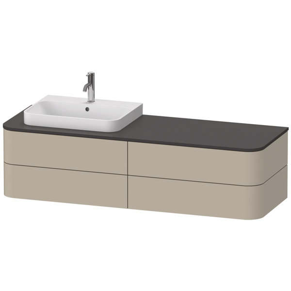 Duravit Happy D.2 Plus Waschtischunterbau für Konsole wandhängend, 1600x550 mm, 4 Schubkästen, für Aufsatzbecken Position links, Farbe (Front/Korpus): Taupe Seidenmatt Lack von Duravit AG