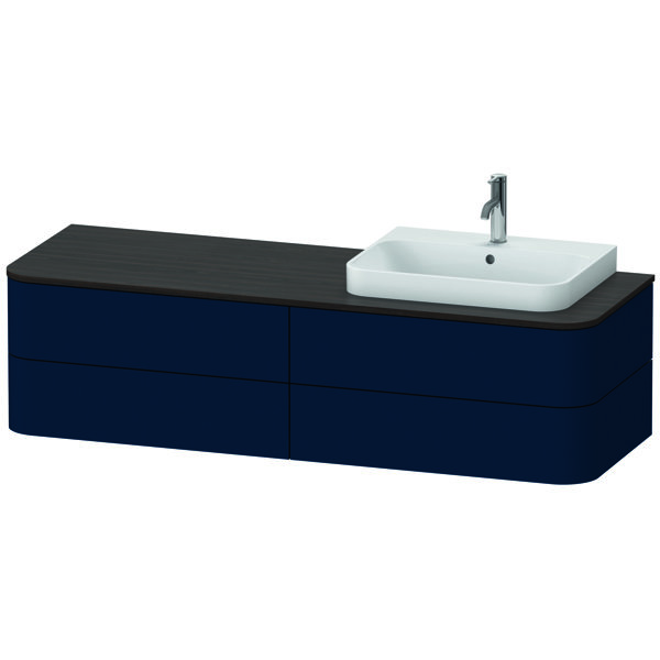 Duravit Happy D.2 Plus Waschtischunterbau für Konsole wandhängend, 1600x550 mm, 4 Schubkästen, für Aufsatzbecken Position rechts, Farbe (Front/Korpus): Nachtblau Seidenmatt Lack von Duravit AG