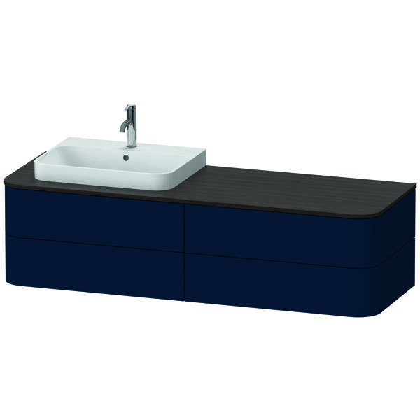 Duravit Happy D.2 Plus Waschtischunterbau für Konsole wandhängend, 1600x550 mm, 4 Schubkästen, für Möbelwaschtisch Position links, Farbe (Front/Korpus): Nachtblau Seidenmatt Lack von Duravit AG