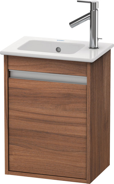 Duravit Ketho Waschtischunterschrank wandhängend 6417L, 1 Tür, Anschlag links, 400mm, für ME by Starck 072343, Farbe (Front/Korpus): Nussbaum Natur Dekor von Duravit AG