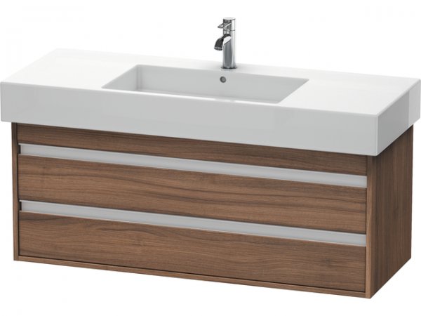 Duravit Ketho Waschtischunterschrank wandhängend 6642, 2 Schubkästen, 1200mm, für Vero, Farbe (Front/Korpus): Nussbaum Natur Dekor von Duravit AG