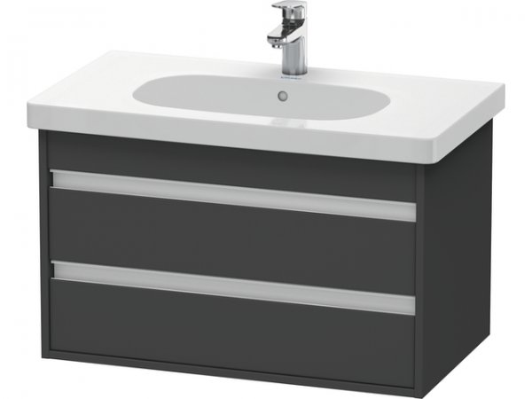 Duravit Ketho Waschtischunterschrank wandhängend 6647, 2 Schubkästen, 800mm, für D-Code, Farbe (Front/Korpus): Graphit Matt Dekor von Duravit AG