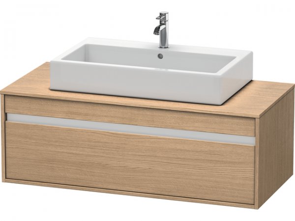 Duravit Ketho Waschtischunterschrank wandhängend 6696, 1 Auszug, 1200mm, für 1 Aufsatzbecken mittig, Farbe (Front/Korpus): Europäische Eiche Dekor von Duravit AG