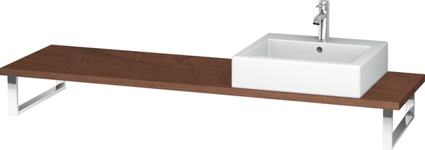 Duravit L-Cube Konsole für Aufsatz- und Einbauwaschtische, Plattenstärke 30mm, Größe 1600x480mm, mit 1 Ausschnitt, Farbe (Front/Korpus): Amerikanischer Nussbaum Echtholzfurnier von Duravit AG