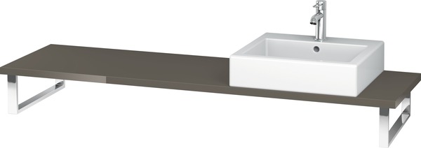 Duravit L-Cube Konsole für Aufsatz- und Einbauwaschtische, Plattenstärke 30mm, Größe 800x480mm, mit 1 Ausschnitt, Farbe (Front/Korpus): Flannel Grey Hochglanz Lack von Duravit AG