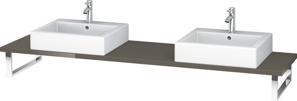 Duravit L-Cube Konsole für Aufsatzbecken und Einbauwaschtische, Plattenstärke 30mm, Größe 1100x480mm, mit 2 Ausschnitten, Farbe (Front/Korpus): Flannel Grey Hochglanz Lack von Duravit AG