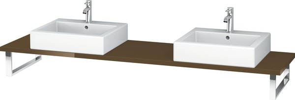 Duravit L-Cube Konsole für Aufsatzbecken und Einbauwaschtische, Plattenstärke 30mm, Größe 1500x480mm, mit 2 Ausschnitten, Farbe (Front/Korpus): Olive Braun Hochglanz Lack von Duravit AG
