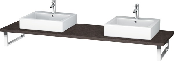 Duravit L-Cube Konsole für Aufsatzbecken und Einbauwaschtische, Plattenstärke 30mm, Größe 1900x550mm, mit 2 Ausschnitten, Farbe (Front/Korpus): Eiche Dunkel gebürstet Echtholzfurnier von Duravit AG