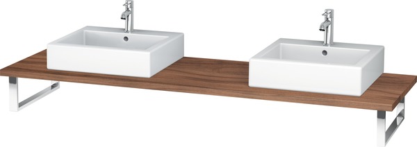 Duravit L-Cube Konsole für Aufsatzbecken und Einbauwaschtische, Plattenstärke 30mm, Größe 2000x550mm, mit 2 Ausschnitten, Farbe (Front/Korpus): Nussbaum Natur Dekor von Duravit AG