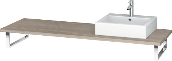 Duravit L-Cube Konsole für Aufsatzbecken und Einbauwaschtische, Plattenstärke 30mm, Größe 800x550mm, mit 1 Ausschnitt, Farbe (Front/Korpus): Pine Silver von Duravit AG