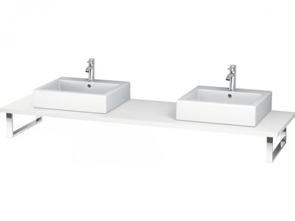 Duravit L-Cube Konsole für Aufsatzbecken und Einbauwaschtische, Plattenstärke 45mm, Größe 1000x550mm, mit 2 Ausschnitten, Farbe (Front/Korpus): Weiß Hochglanz Lack von Duravit AG