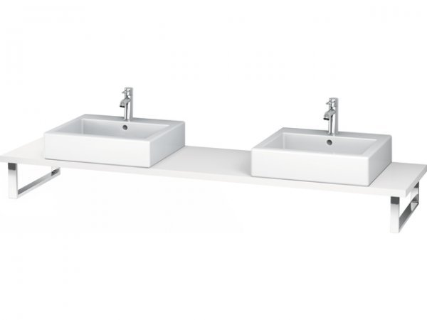 Duravit L-Cube Konsole für Aufsatzbecken und Einbauwaschtische, Plattenstärke 45mm, Größe 800x480mm, mit 2 Ausschnitten, Farbe (Front/Korpus): Nussbaum Natur Dekor von Duravit AG