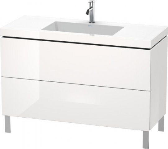 Duravit L-Cube Möbelwaschtisch c-bonded mit Unterbau bodenstehend, 120x48 cm, 2 Auszüge, ohne Überlauf, 3 Hahnlöcher, Farbe: Nussbaum Natur Dekor von Duravit AG