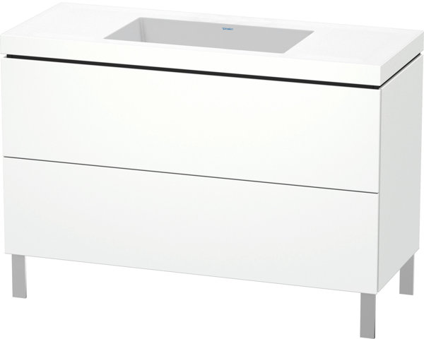 Duravit L-Cube Möbelwaschtisch c-bonded mit Unterbau bodenstehend, 120x48 cm, 2 Auszüge, ohne Überlauf, ohne Hahnloch, Farbe: Weißer Flieder Seidenmatt Lack von Duravit AG