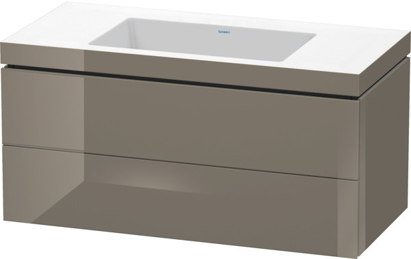 Duravit L-Cube Möbelwaschtisch c-bonded mit Unterbau wandhängend, 100x48 cm, 2 Schubkästen, ohne Überlauf, ohne Hahnloch, Farbe: Flannel Grey Hochglanz Lack von Duravit AG