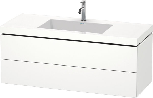 Duravit L-Cube Möbelwaschtisch c-bonded mit Unterbau wandhängend, 120x48 cm, 2 Schubkästen, ohne Überlauf, 1 Hahnloch, Farbe: Apricot Pearl Seidenmatt Lack - LC6929O2020 von Duravit AG