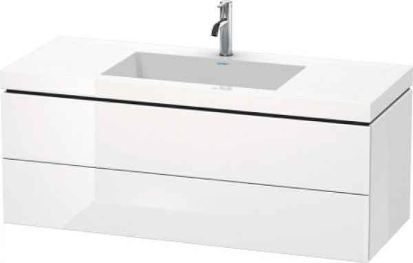 Duravit L-Cube Möbelwaschtisch c-bonded mit Unterbau wandhängend, 120x48 cm, 2 Schubkästen, ohne Überlauf, 3 Hahnlöcher, Farbe: Kastanie Dunkel Dekor von Duravit AG