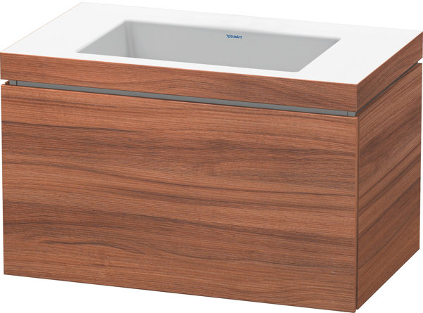 Duravit L-Cube Möbelwaschtisch c-bonded mit Unterbau wandhängend, 80x48 cm, 1 Auszug, ohne Überlauf, ohne Hahnloch, Farbe: Nussbaum Natur Dekor von Duravit AG