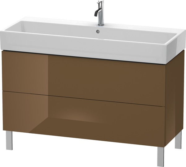 Duravit L-Cube Waschtischunterbau stehend 118,4 x 45,9 cm, 2 Auszüge, für Vero Air 235012, Farbe: Olive Braun Hochglanz Lack von Duravit AG