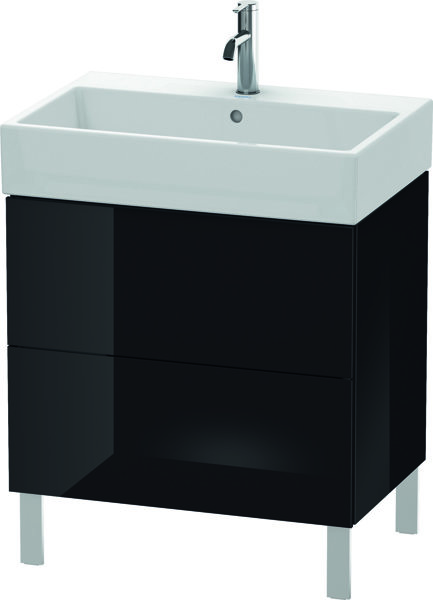 Duravit L-Cube Waschtischunterbau stehend 68,4 x 45,9 cm, 2 Auszüge, für Vero Air 235070, Farbe: Schwarz Hochglanz Lack von Duravit AG