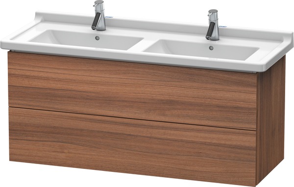 Duravit L-Cube Waschtischunterbau wandhängend, 2 Schubkästen, 1220mm, für Starck 3, Farbe: Nussbaum Natur Dekor von Duravit AG