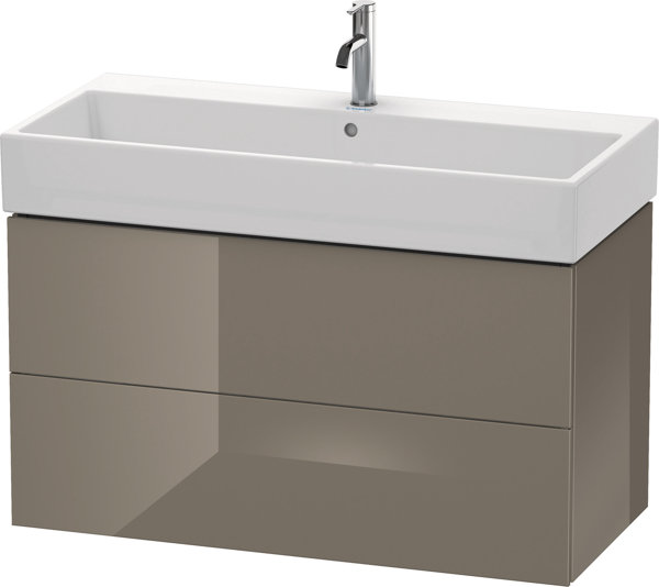 Duravit L-Cube Waschtischunterbau wandhängend, 2 Schubkästen, 98,4 x 45,9 cm, für Vero Air 235010, Farbe: Flannel Grey Hochglanz Lack - LC627808989 von Duravit AG