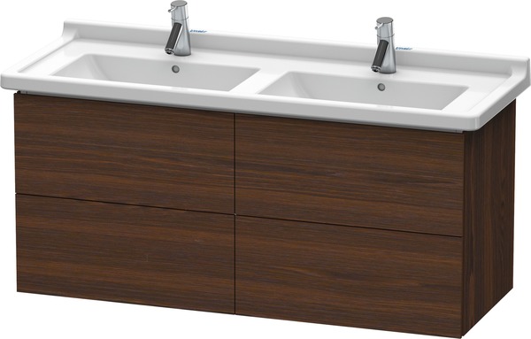 Duravit L-Cube Waschtischunterbau wandhängend, 4 Schubkästen, 1220mm, für Starck 3, Farbe: Nussbaum gebürstet Echtholzfurnier von Duravit AG