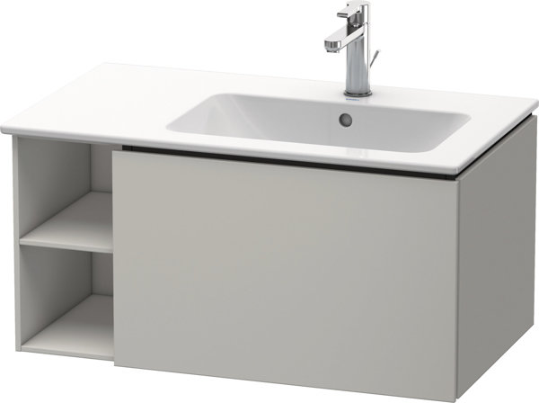 Duravit L-Cube Waschtischunterbau wandhängend 82,0 x 48,1 cm, 1 Auszug, Regalelement seitlich, für ME by Starck 234683 Becken rechts, Farbe: Beton Grau von Duravit AG