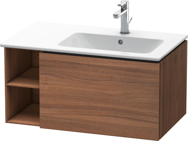 Duravit L-Cube Waschtischunterbau wandhängend 82,0 x 48,1 cm, 1 Auszug, Regalelement seitlich, für ME by Starck 234683 Becken rechts, Farbe: Nussbaum Natur Dekor von Duravit AG