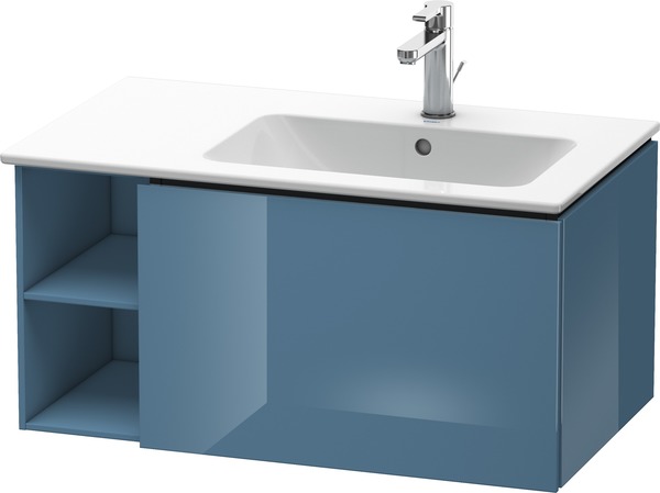 Duravit L-Cube Waschtischunterbau wandhängend 82,0 x 48,1 cm, 1 Auszug, Regalelement seitlich, für ME by Starck 234683 Becken rechts, Farbe: Stone Blue Hochglanz Lack - LC619204747 von Duravit AG