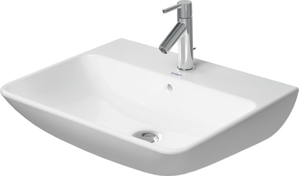 Duravit ME by Starck Waschtisch mit Überlauf, mit Hahnlochbank, 1 Hahnloch, 600 mm, Farbe: Weiß mit Wondergliss von Duravit AG