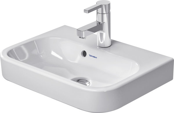 Duravit Möbelhandwaschbecken 50cm Happy D.2 mit Überlauf, mit Hahnlochbank, 1 Hahnloch, Farbe: Weiß von Duravit AG