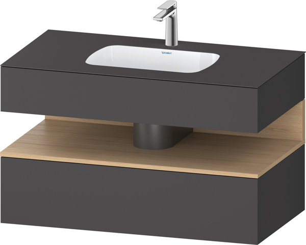 Duravit Qatego Einbauwaschtisch mit Konsolenwaschtischunterbau, 1000x550x600mm, Nische Eiche Natur, QA4786030, Farbe: Graphit matt von Duravit AG