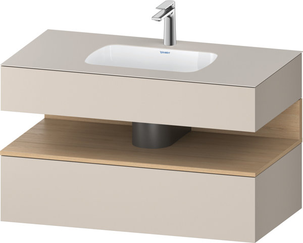 Duravit Qatego Einbauwaschtisch mit Konsolenwaschtischunterbau, 1000x550x600mm, Nische Eiche Natur, QA4786030, Farbe: Taupe Matt/mit Nischenbeleuchtung von Duravit AG