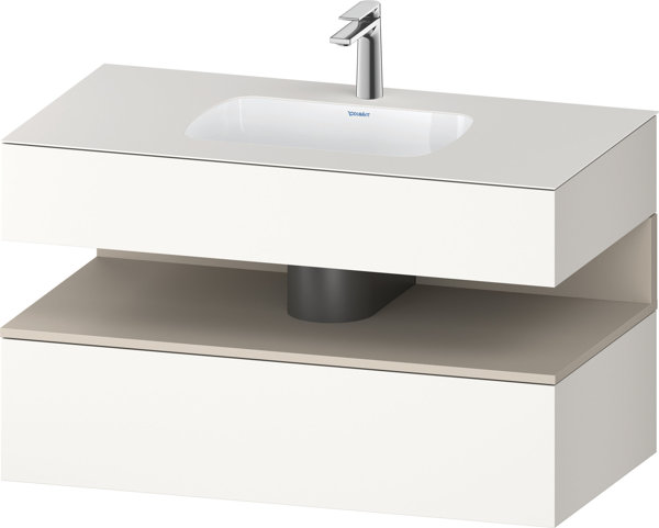 Duravit Qatego Einbauwaschtisch mit Konsolenwaschtischunterbau, 1000x550x600mm, Nische Taupe Supermatt, QA4786083, Farbe: Weiß Supermatt von Duravit AG