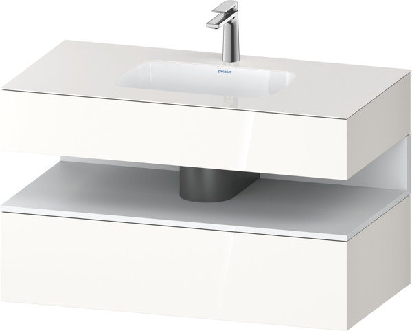 Duravit Qatego Einbauwaschtisch mit Konsolenwaschtischunterbau, 1000x550x600mm, Nische Weiß Matt, QA4786018, Farbe: Weiß Hochglanz/mit Nischenbeleuchtung von Duravit AG